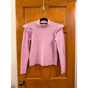 LOFT Pink Knit Sweater w/ Ruffle Shoulders